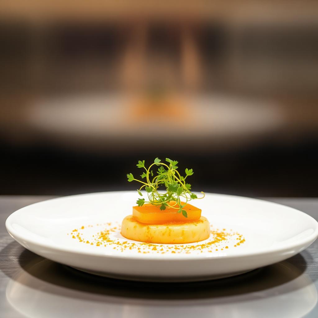 Gourmet dish with precision plating